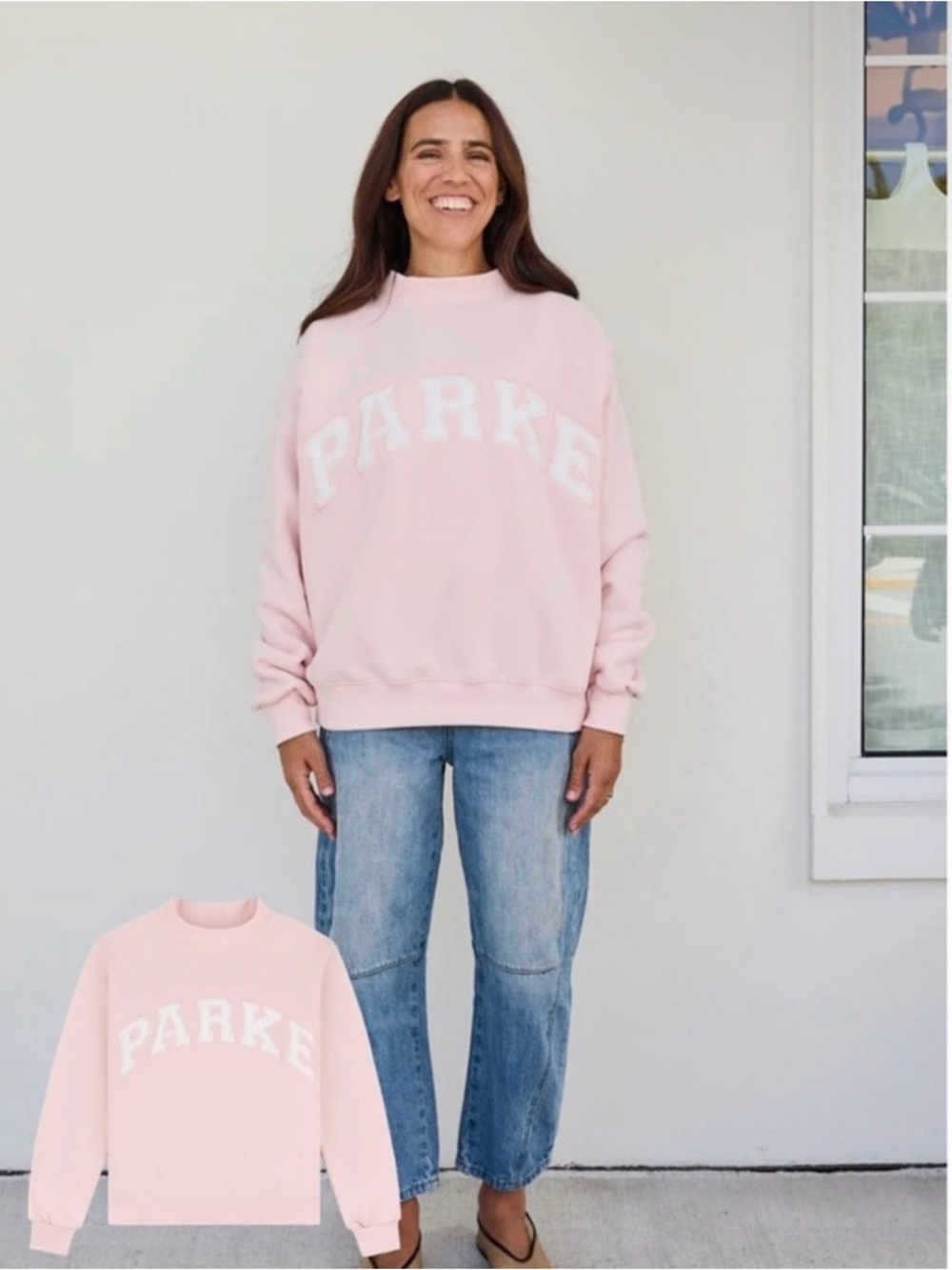 PARKE Oversized Pink MockNeck Sweatshirt
